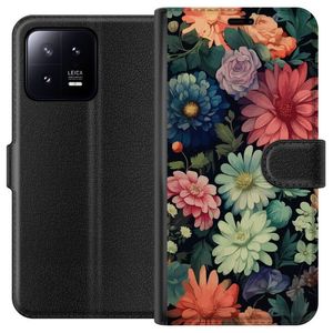 Xiaomi 13 Svart Plånboksfodral Färglada blommor