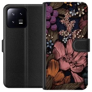 Xiaomi 13 Svart Plånboksfodral Tecknade blommor