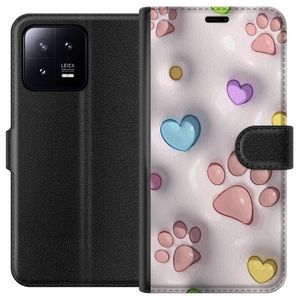 Xiaomi 13 Svart Plånboksfodral Fluffiga Tassar