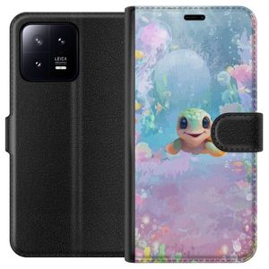 Xiaomi 13 Svart Plånboksfodral Glad Sköldpadda