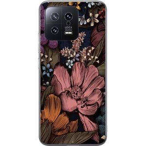 Xiaomi 13 Transparent Mobilskal Tecknade blommor