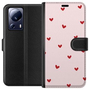 Xiaomi 13 Lite Svart Plånboksfodral Små Hjärtan