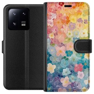 Xiaomi 13 Pro Svart Plånboksfodral Miniatyrblommor