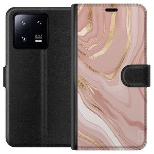 Xiaomi 13 Pro Svart Plånboksfodral Ljusrosa marmor