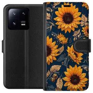 Xiaomi 13 Pro Svart Plånboksfodral Solrosor