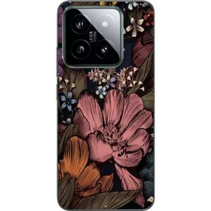 Xiaomi 14 Transparent Mobilskal Tecknade blommor
