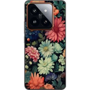 Xiaomi 14 Pro Transparent Mobilskal Färglada blommor