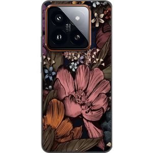Xiaomi 14 Pro Transparent Mobilskal Tecknade blommor