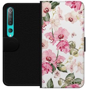 Xiaomi Mi 10 5G Sort Tegnebogsetui Rosa blommor