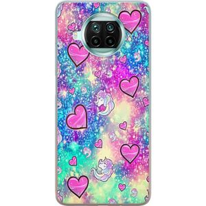 Xiaomi Mi 10T Lite 5G Transparent Mobilskal Enhörning och hjärtan
