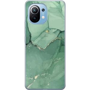 Xiaomi Mi 11 Transparent Mobilskal Grön Marmor