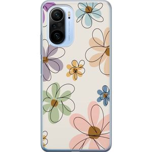 Xiaomi Mi 11i Transparent Mobilskal Tecknade Blommor