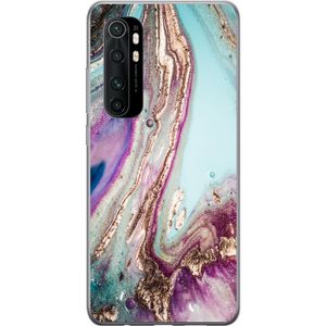 Xiaomi Mi Note 10 Lite Transparent Mobilskal Lila marmor