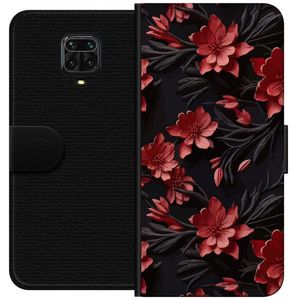 Xiaomi Redmi Note 9 Pro Svart Plånboksfodral Intensiva blommor