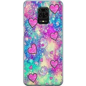 Xiaomi Redmi Note 9 Pro Transparent Mobilskal Enhörning och hjärtan