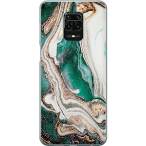Xiaomi Redmi Note 9 Pro Transparent Mobilskal Grön / Guld marmor