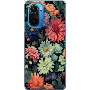 Xiaomi Poco F3 Transparent Mobilskal Färglada blommor