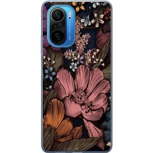 Xiaomi Poco F3 Transparent Mobilskal Tecknade blommor