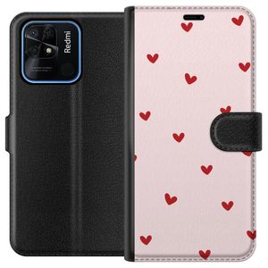 Xiaomi Redmi 10C Svart Plånboksfodral Små Hjärtan