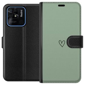 Xiaomi Redmi 10C Svart Plånboksfodral Hjärta