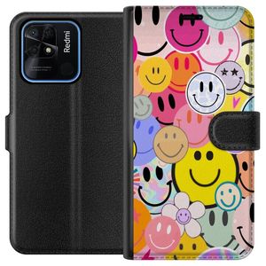 Xiaomi Redmi 10C Svart Plånboksfodral Leende Ansikten