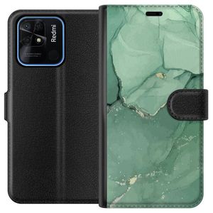 Xiaomi Redmi 10C Svart Plånboksfodral Grön Marmor