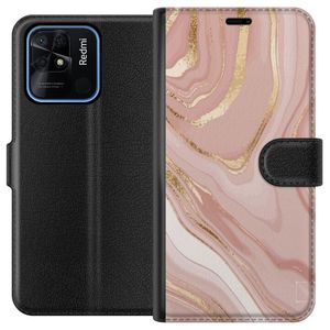 Xiaomi Redmi 10C Svart Plånboksfodral Ljusrosa marmor
