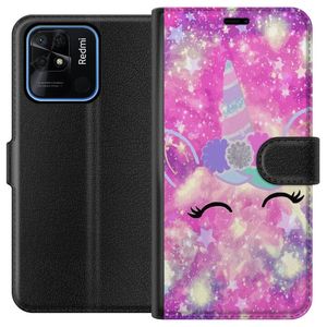 Xiaomi Redmi 10C Sort Lommebokdeksel Glad Enhörning