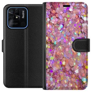 Xiaomi Redmi 10C Svart Plånboksfodral Glitter
