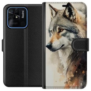 Xiaomi Redmi 10C Svart Plånboksfodral Varg