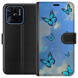 Xiaomi Redmi 10C Svart Plånboksfodral Himlen med fjärilar