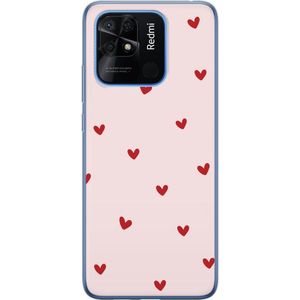 Xiaomi Redmi 10C Transparent Mobilskal Små Hjärtan