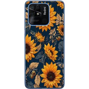 Xiaomi Redmi 10C Gjennomsiktig Telefondeksel Solrosor