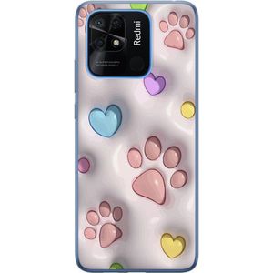 Xiaomi Redmi 10C Transparent Mobilskal Fluffiga Tassar