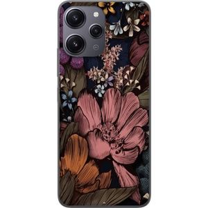 Xiaomi Redmi 12 Transparent Mobilskal Tecknade blommor