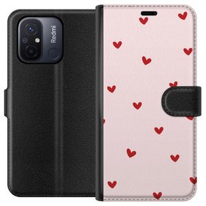 Xiaomi Redmi 12C Svart Plånboksfodral Små Hjärtan