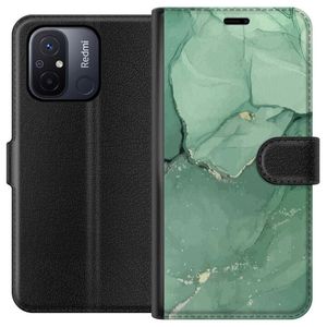 Xiaomi Redmi 12C Svart Plånboksfodral Grön Marmor
