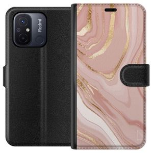 Xiaomi Redmi 12C Svart Plånboksfodral Ljusrosa marmor