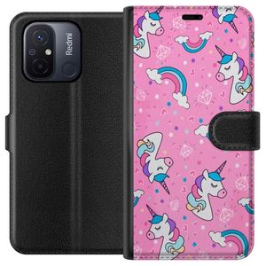 Xiaomi Redmi 12C Svart Plånboksfodral Enhörningar