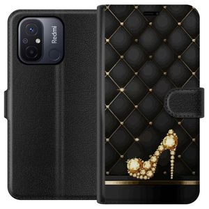 Xiaomi Redmi 12C Svart Plånboksfodral Lyxig Sko