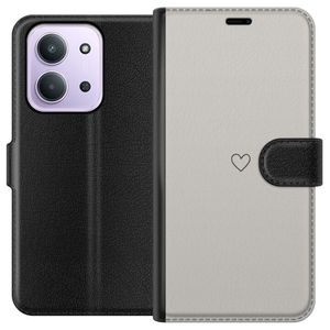 Xiaomi Redmi 15C Sort Lommebokdeksel Grått hjärta
