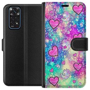 Xiaomi Redmi Note 11 Sort Lommebokdeksel Enhörning och hjärtan