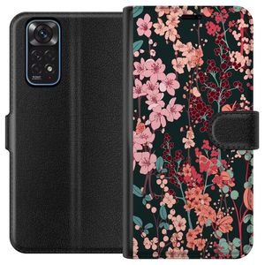 Xiaomi Redmi Note 11 Sort Tegnebogsetui Blommor