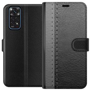 Xiaomi Redmi Note 11 Sort Lommebokdeksel Grått Fake Läder