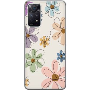 Xiaomi Redmi Note 11 Pro Transparent Mobilskal Tecknade Blommor