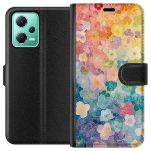 Xiaomi Redmi Note 12 Sort Tegnebogsetui Miniatyrblommor