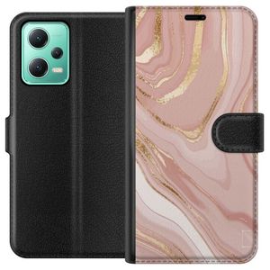 Xiaomi Redmi Note 12 Sort Tegnebogsetui Ljusrosa marmor