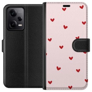 Xiaomi Redmi Note 12 Pro Sort Tegnebogsetui Små Hjärtan