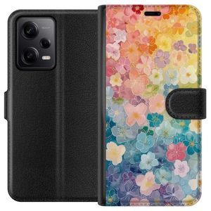 Xiaomi Redmi Note 12 Pro Sort Tegnebogsetui Miniatyrblommor