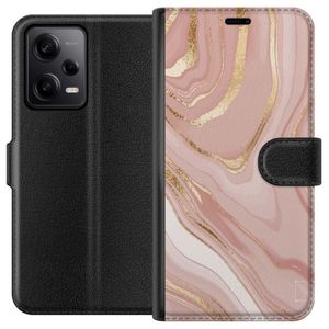 Xiaomi Redmi Note 12 Pro Svart Plånboksfodral Ljusrosa marmor